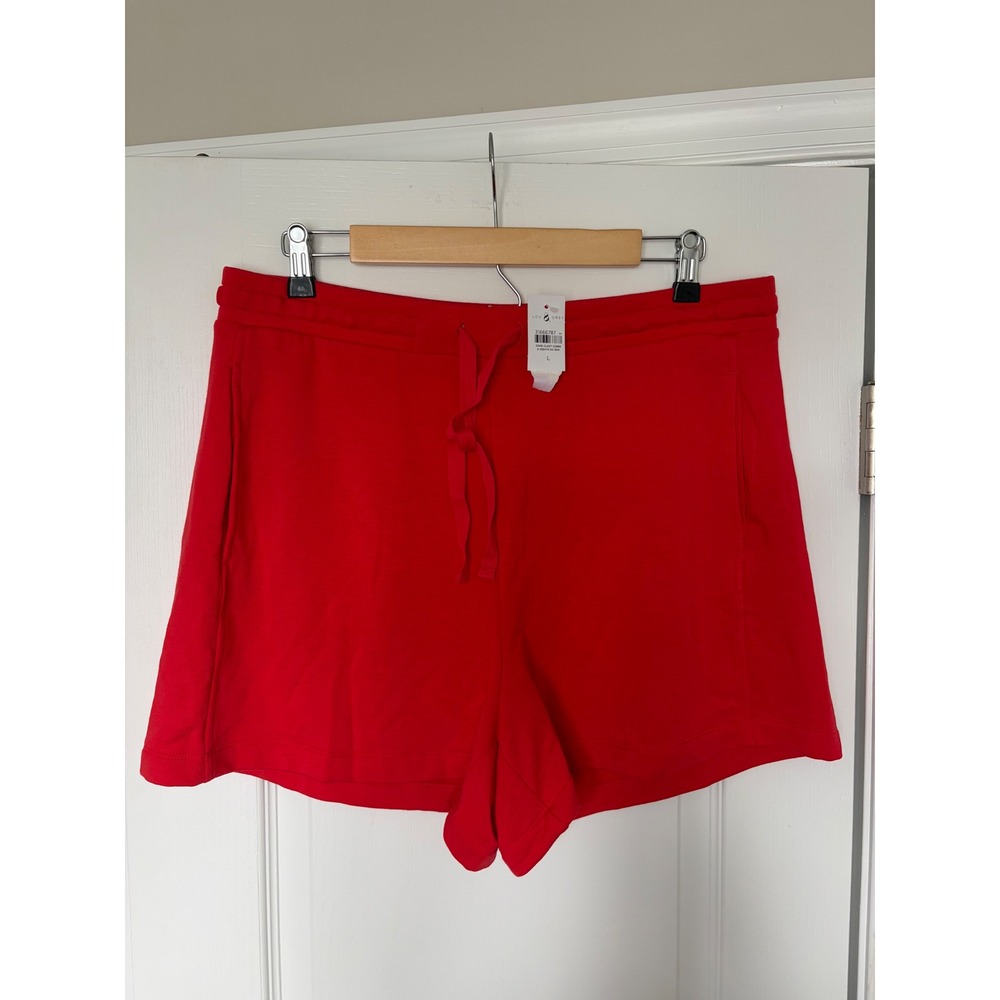 Lou & Grey Signaturesoft Red Sweat Shorts Drawstring Pockets Large NWT